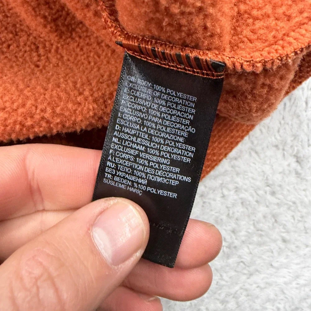The North Face Mens‎ Small Burnt Orange Waffle Knit Quarter Zip Fleece Pullover